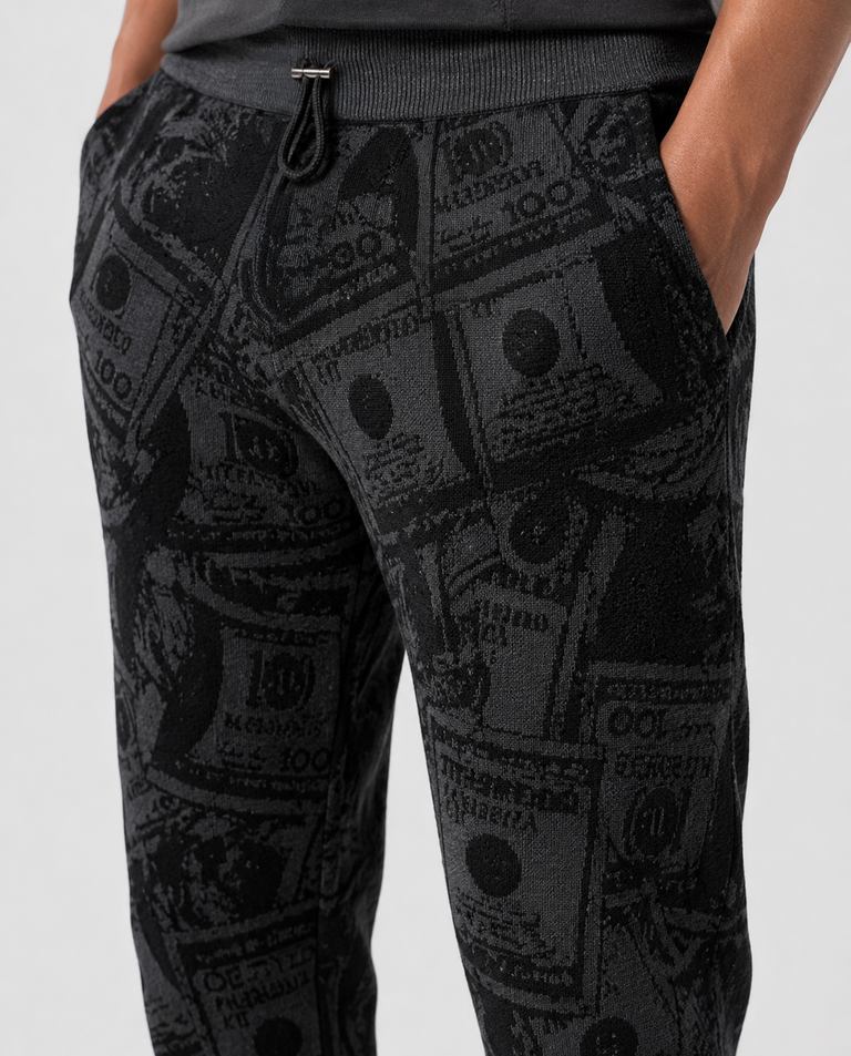 Czarne spodnie dresowe z wzorem wzorem Plein Dollars - Image #4