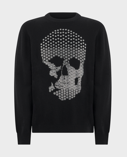 Kaszmirowy czarny sweter Skull Strass - Image #0