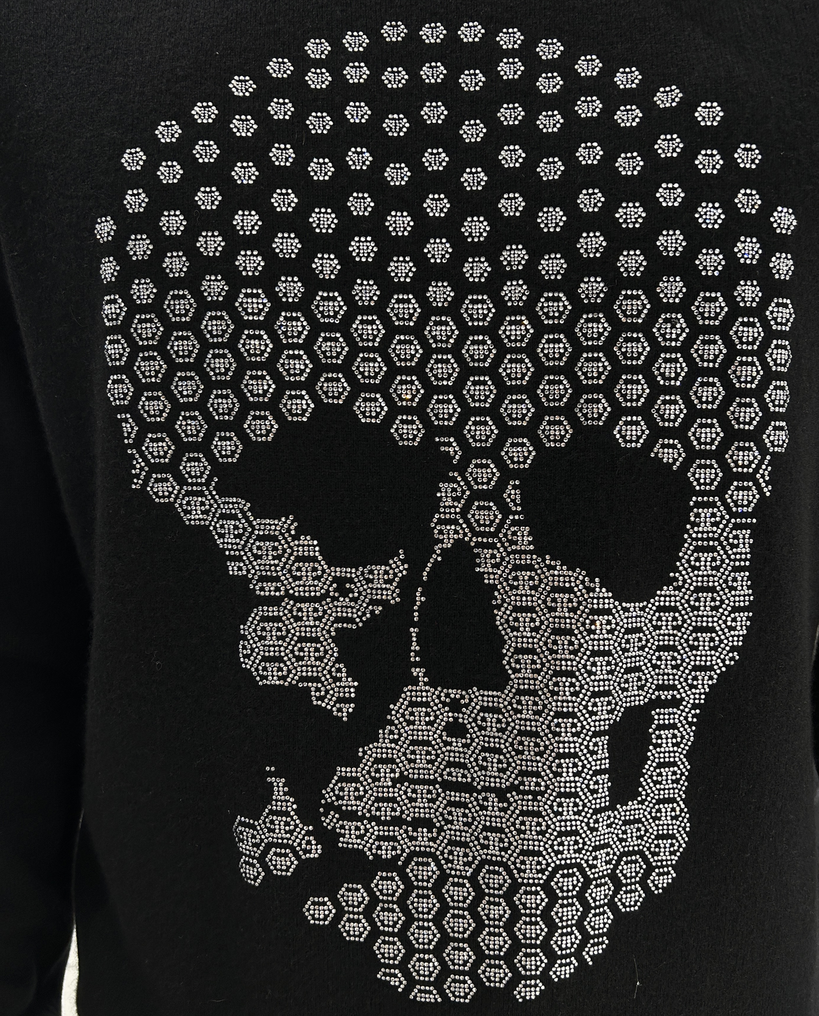 Kaszmirowy czarny sweter Skull Strass - Image #4