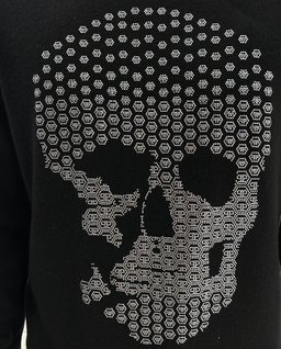 Kaszmirowy czarny sweter Skull Strass - Image #4