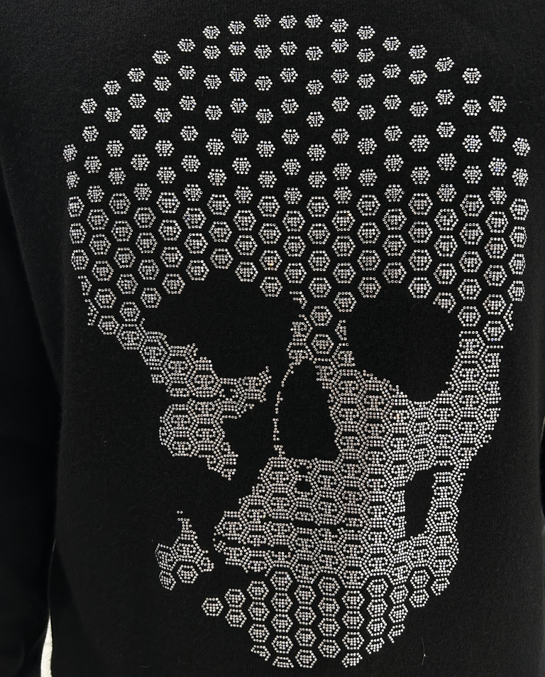 Kaszmirowy czarny sweter Skull Strass - Image #4