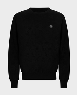 Czarny sweter w monogram - Image #0