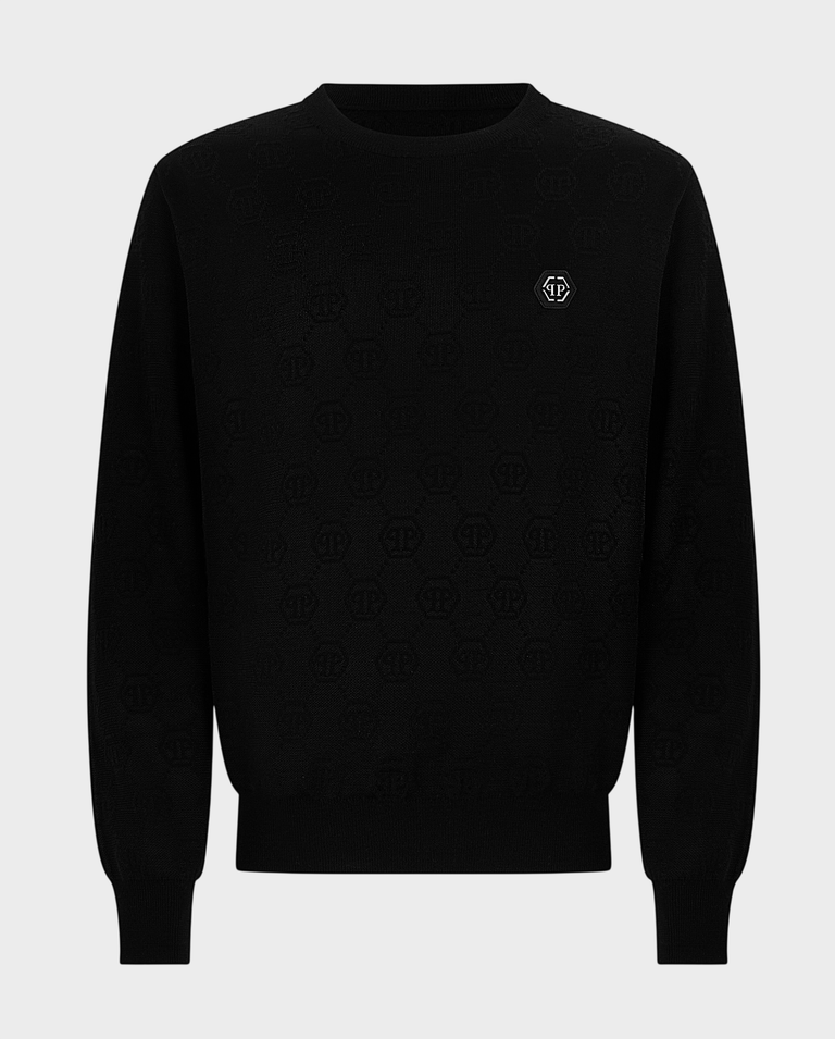 Czarny sweter w monogram