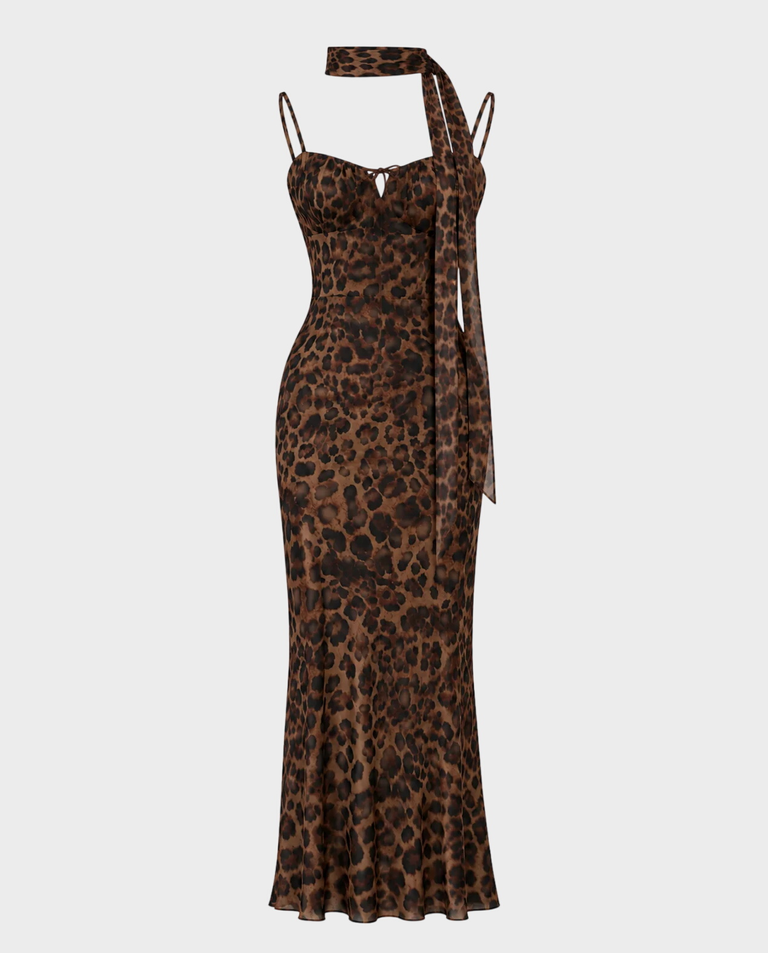 Midi sukienka z printem Janelle Leopard