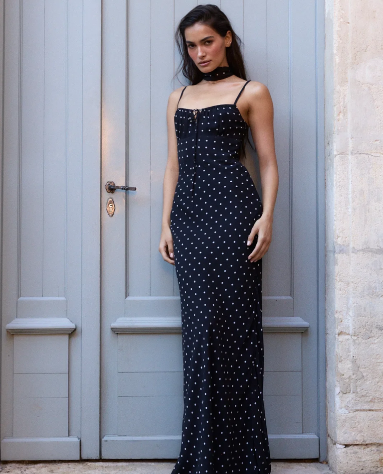 Maxi sukienka w kropki Roseline