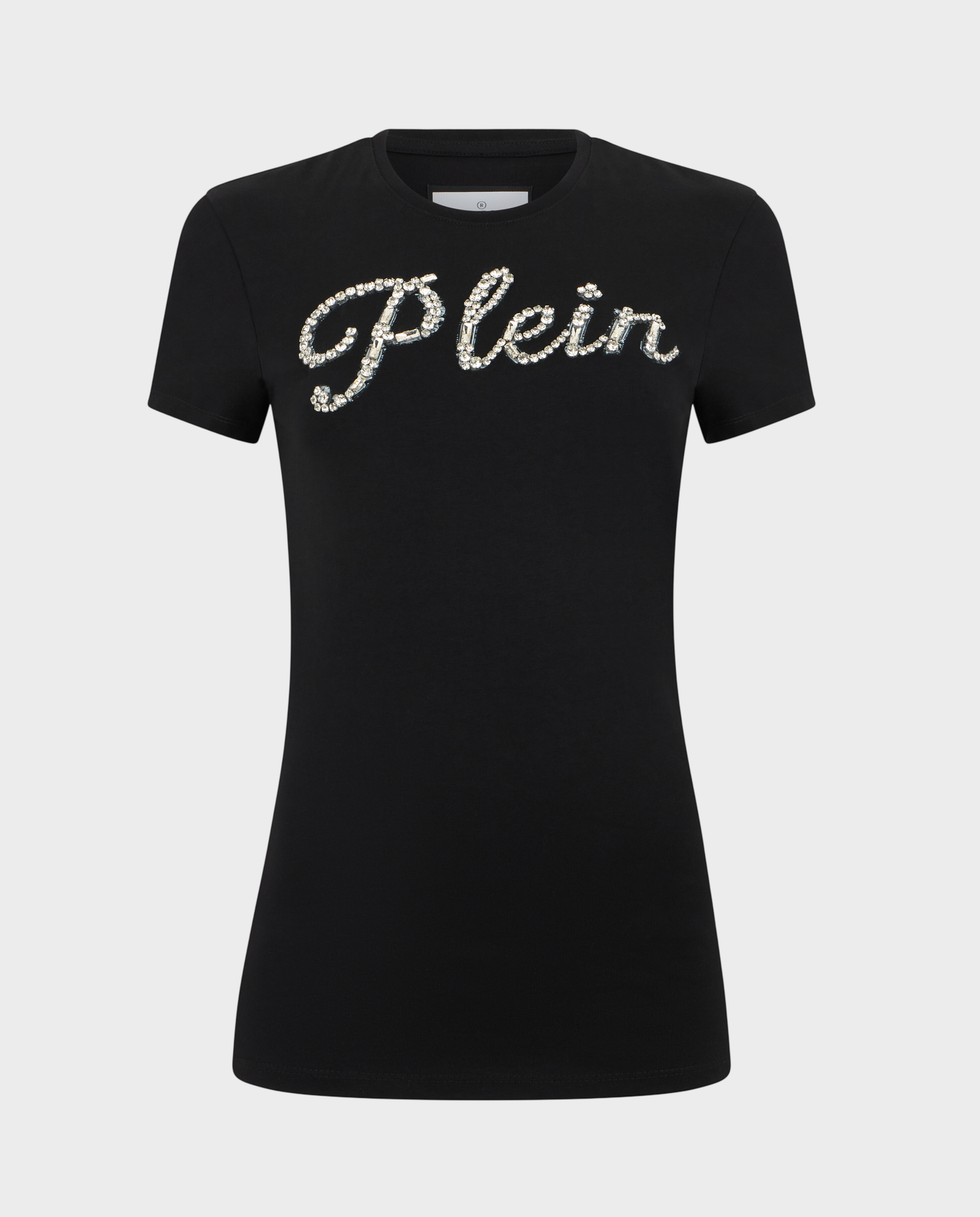 Czarny t-shirt z kryształowym napisem Pure Fit - Image #0