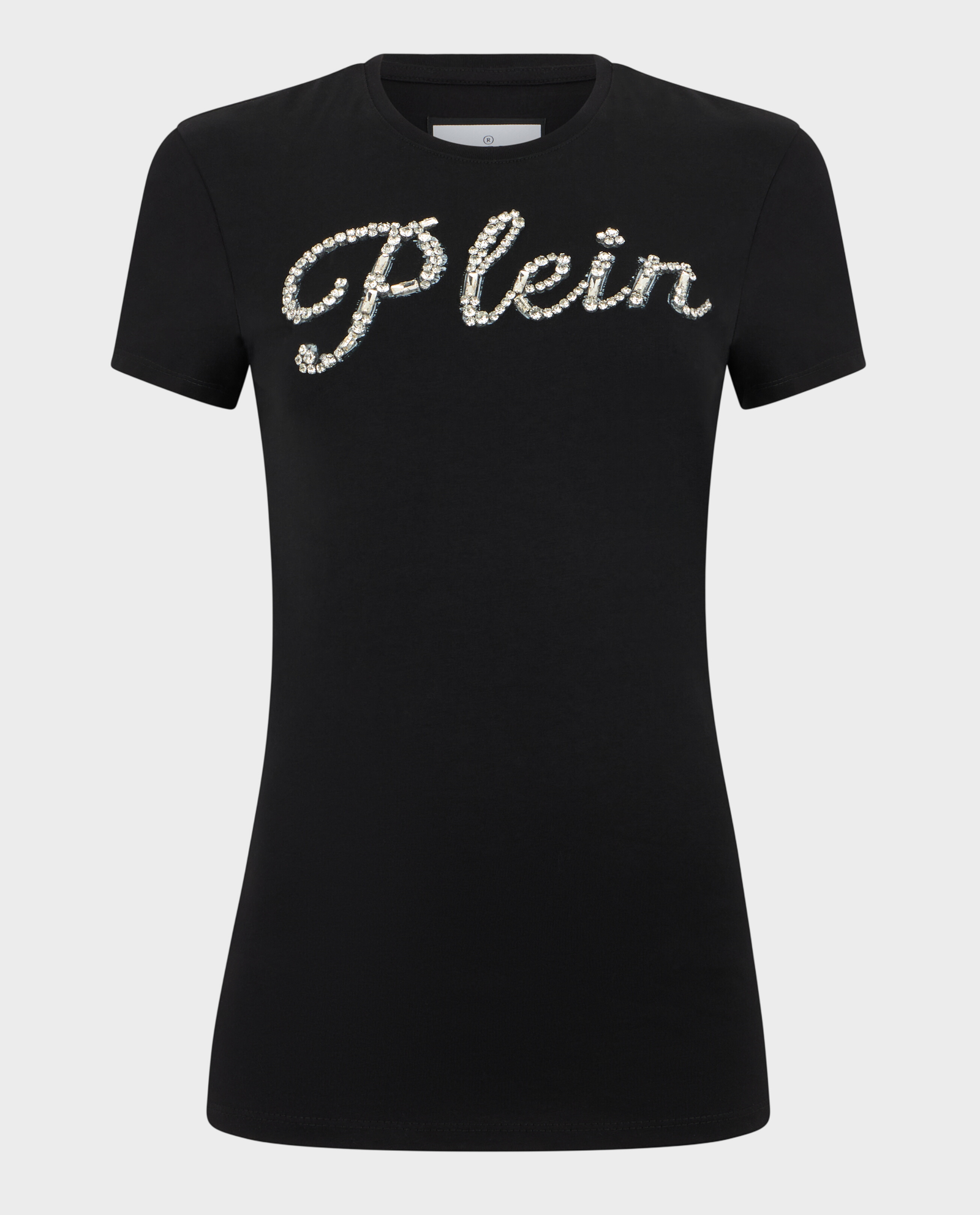Czarny t-shirt z kryształowym napisem Pure Fit - Image #0