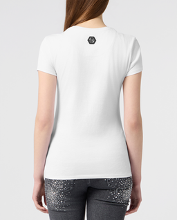 Biały t-shirt z kryształowym napisem Pure Fit - Image #2