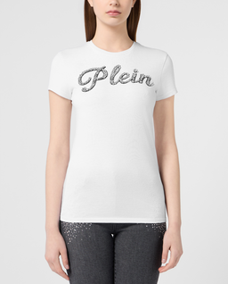 Biały t-shirt z kryształowym napisem Pure Fit - Image #1