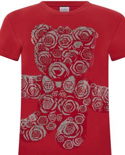 Czerwony t-shirt z motywem Flower Teddy Pure Fit - Image #1