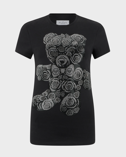 Czarny t-shirt z motywem Flower Teddy Pure Fit - Image #0