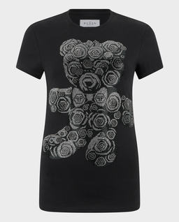 Czarny t-shirt z motywem Flower Teddy Pure Fit - Image #0