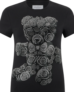 Czarny t-shirt z motywem Flower Teddy Pure Fit - Image #1