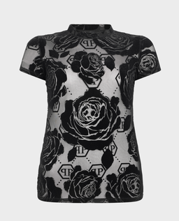 Czarna koszulka Flower Monogram Pure Fit - Image #0