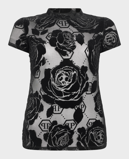 Czarna koszulka Flower Monogram Pure Fit - Image #0