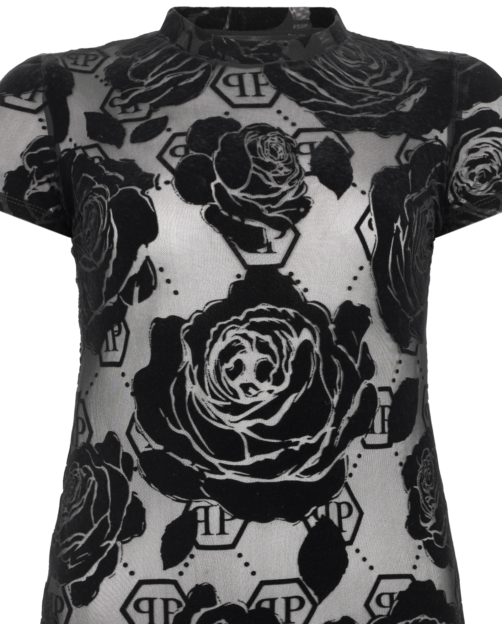 Czarna koszulka Flower Monogram Pure Fit - Image #1