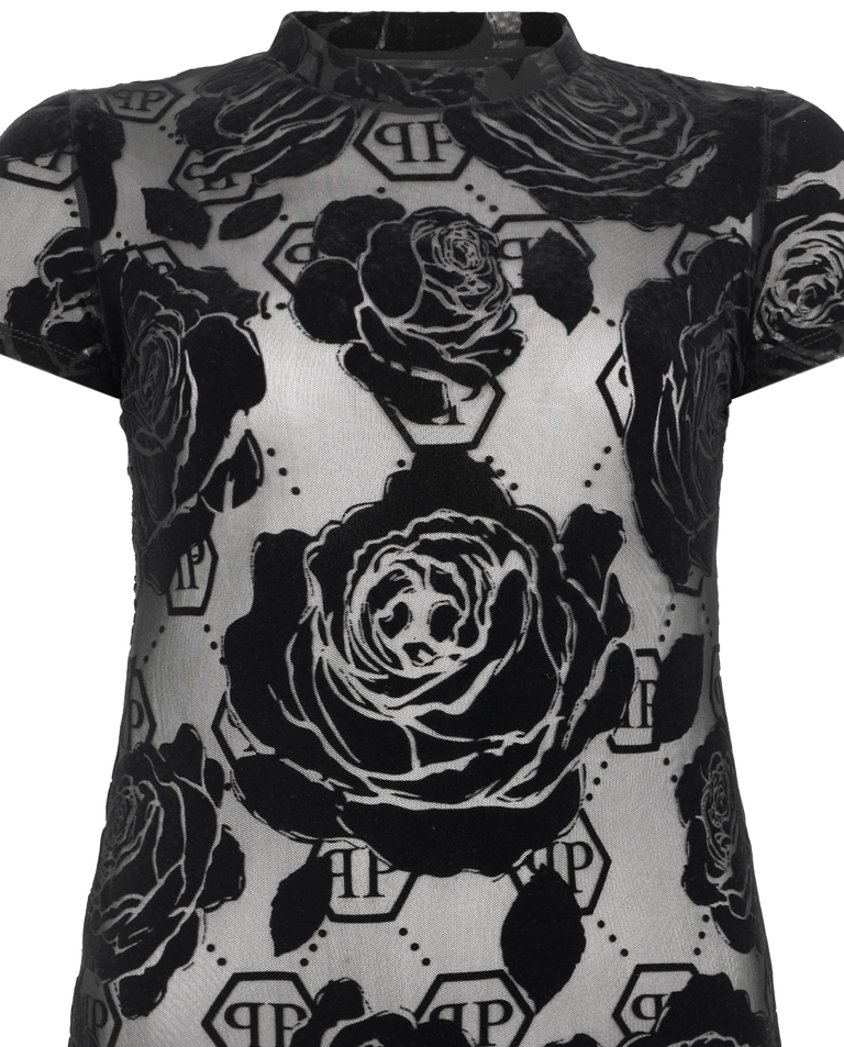 Czarna koszulka Flower Monogram Pure Fit