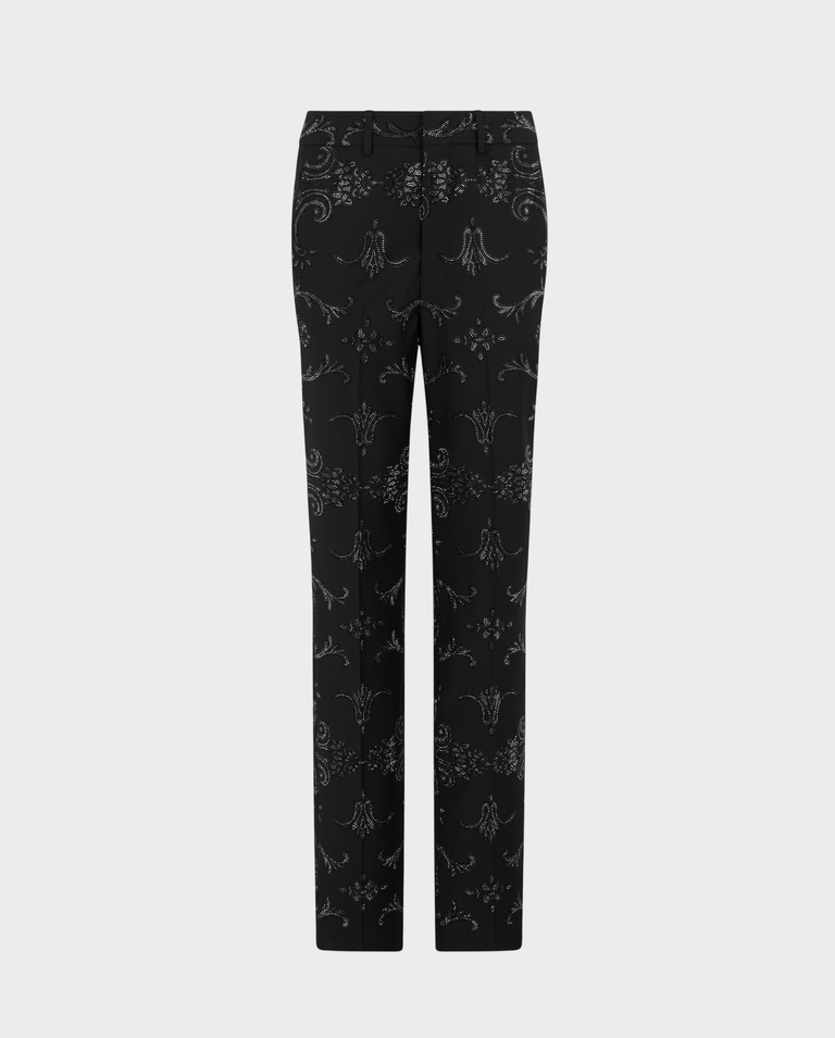 Czarne spodnie z printem Baroque Strass