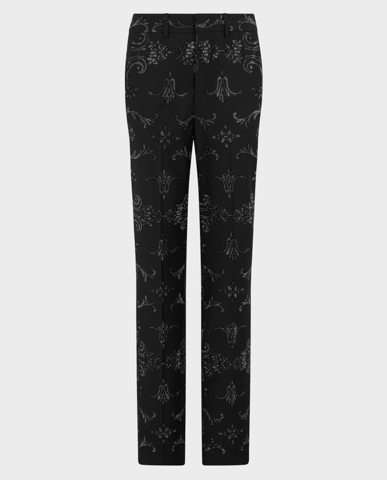 Czarne spodnie z printem Baroque Strass