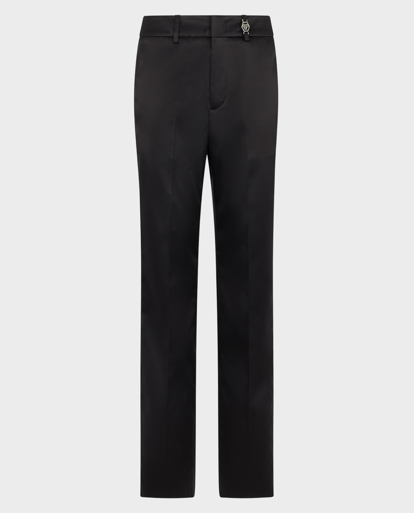 Czarne satynowe spodnie Straight Fit - Image #0