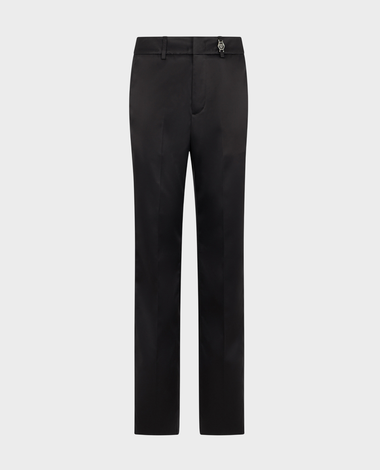 Czarne satynowe spodnie Straight Fit