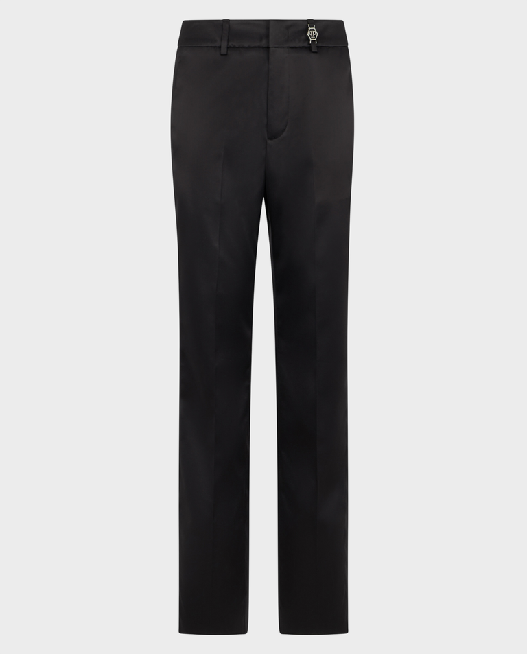 Czarne satynowe spodnie Straight Fit