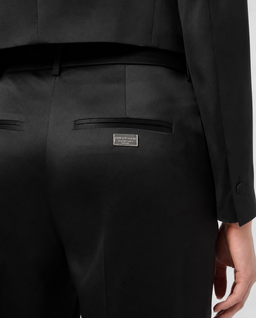 Czarne satynowe spodnie Straight Fit - Image #4