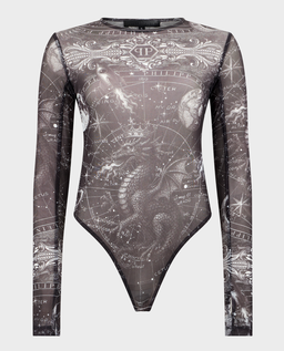 Czarne tiulowe body z motywem Zodiak - Image #0