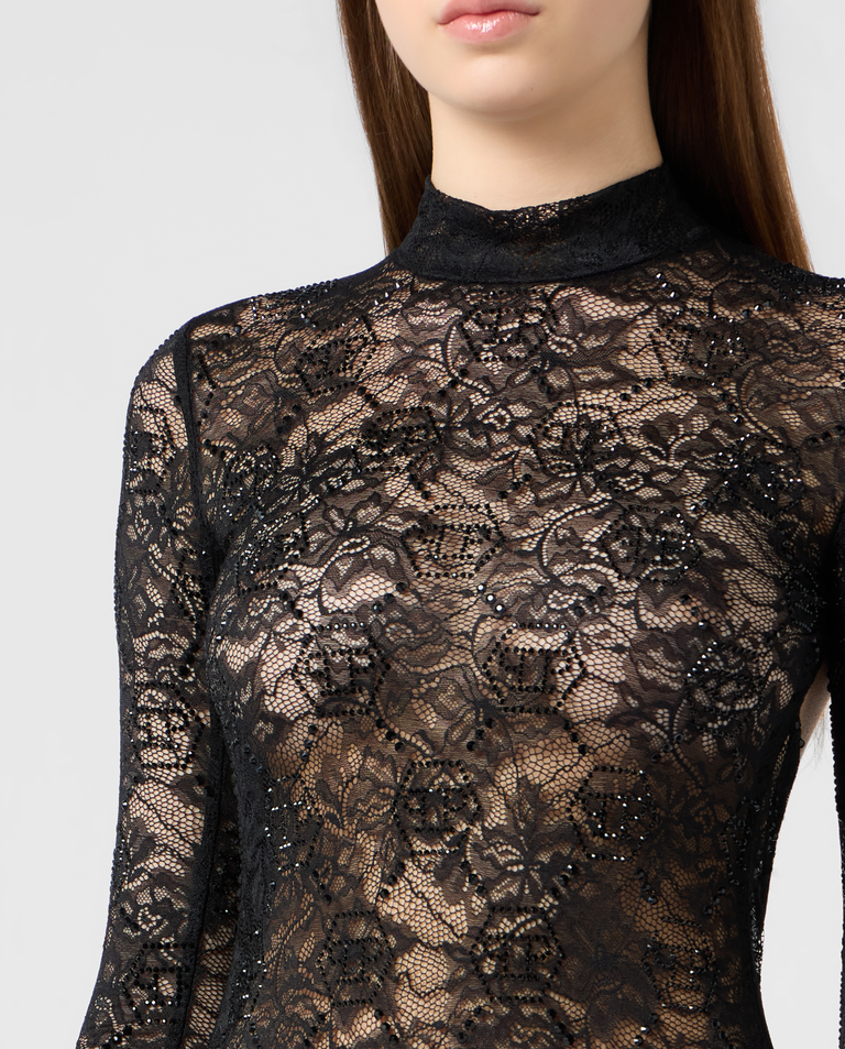 Koronkowa sukienka z odkrytymi plecami Monogram Strass - Image #4