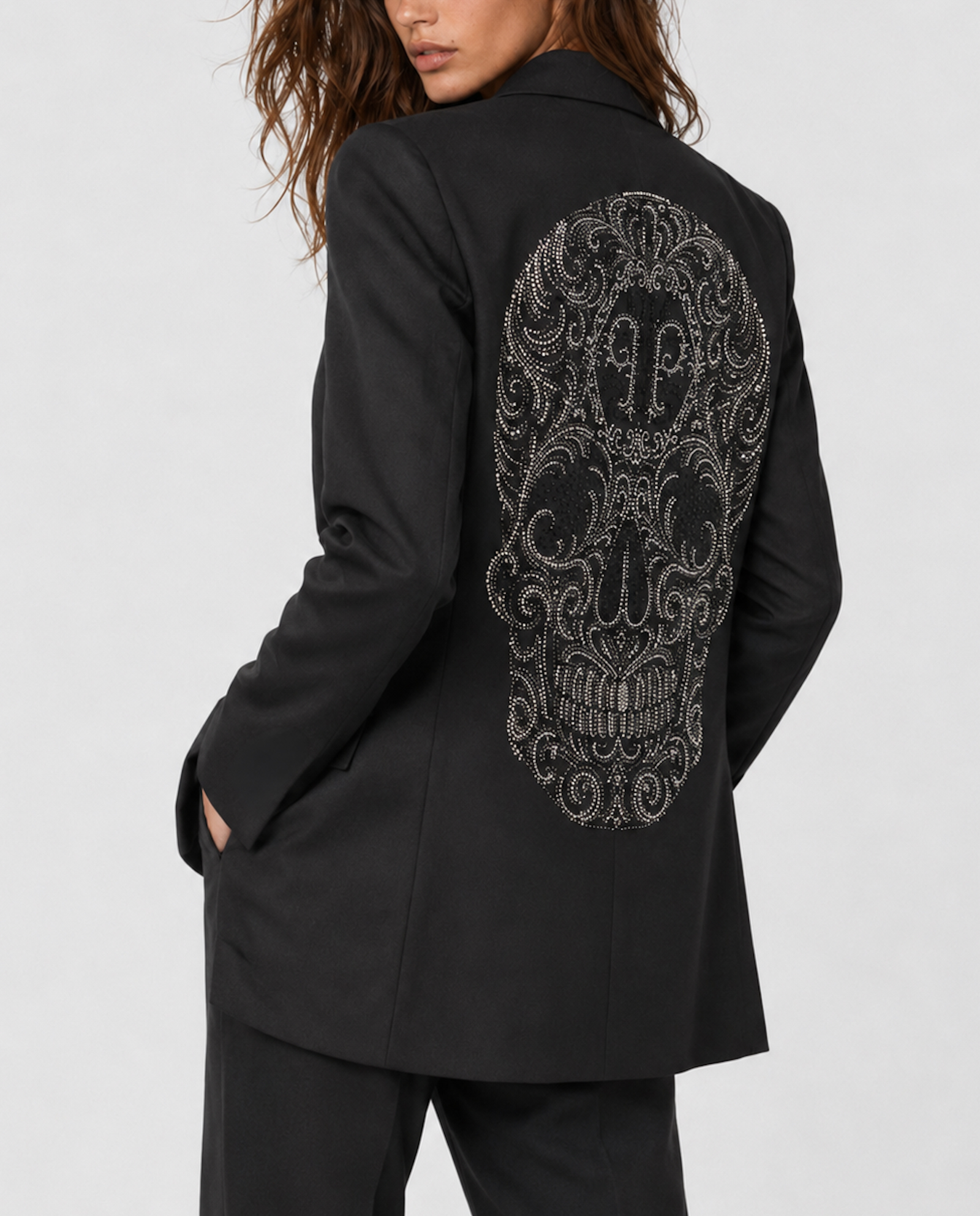 Czarna marynarka z motywem czaszki Baroque Skull - Image #2