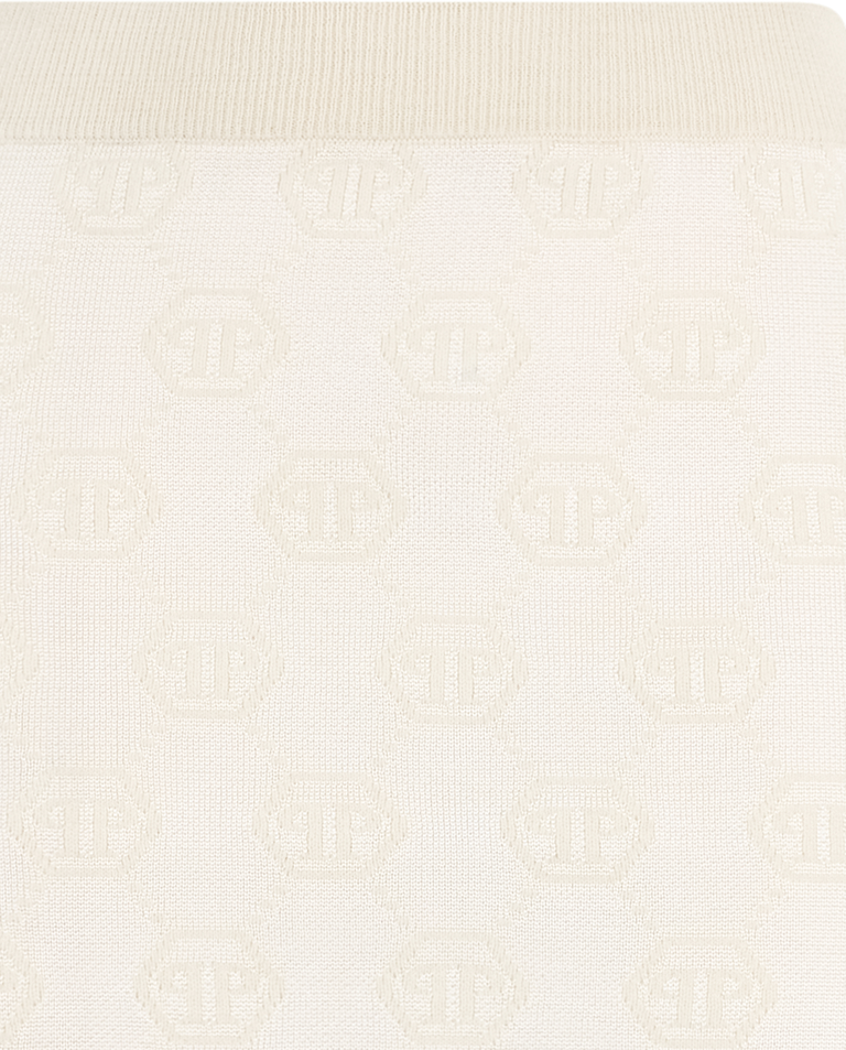 Kremowa spódnica mini z monogramem