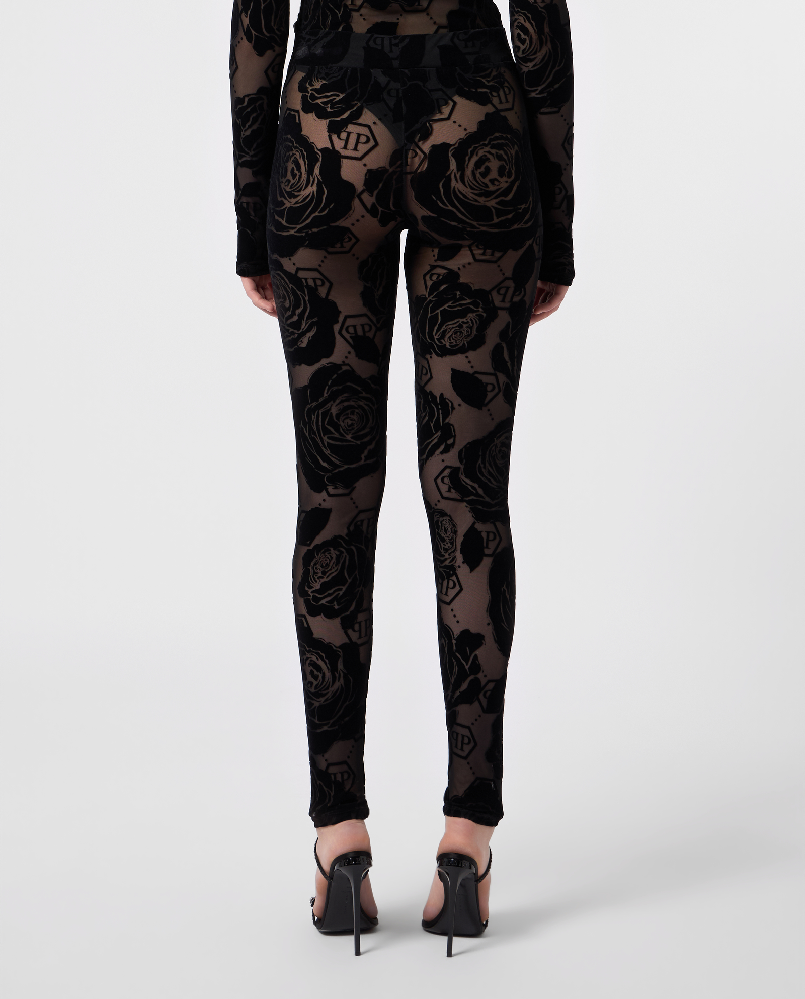 Tiulowe legginsy z kwiatowym motywem - Image #2