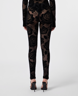 Tiulowe legginsy z kwiatowym motywem - Image #2