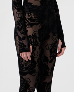 Tiulowe legginsy z kwiatowym motywem - Image #4