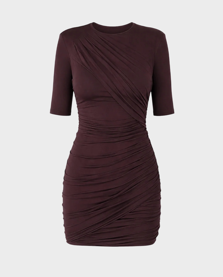Drapowana mini sukienka Berenice prune