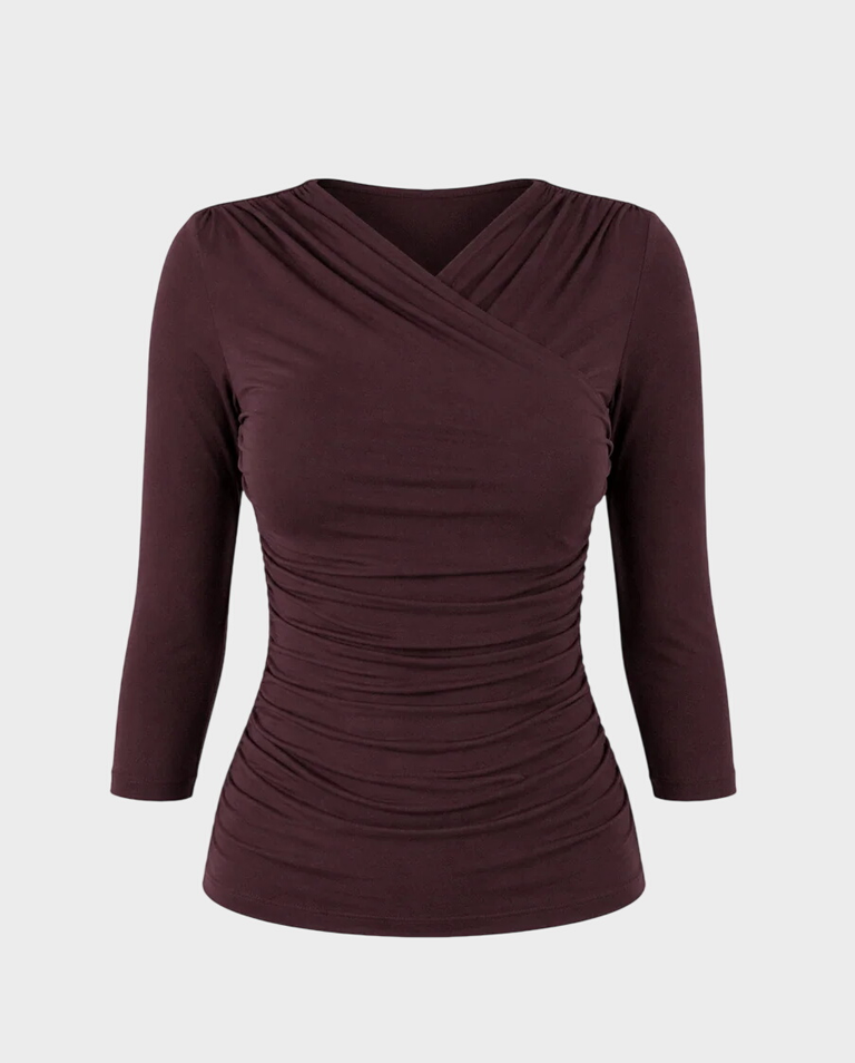 Drapowany top kopertowy Amandine prune