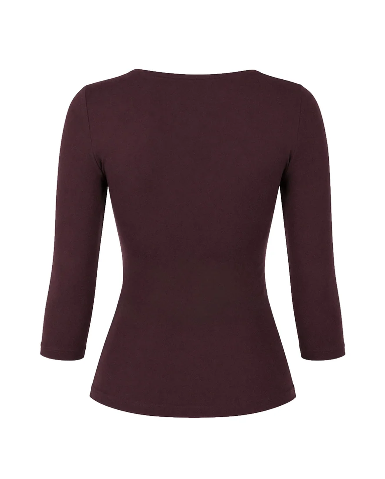 Drapowany top kopertowy Amandine prune