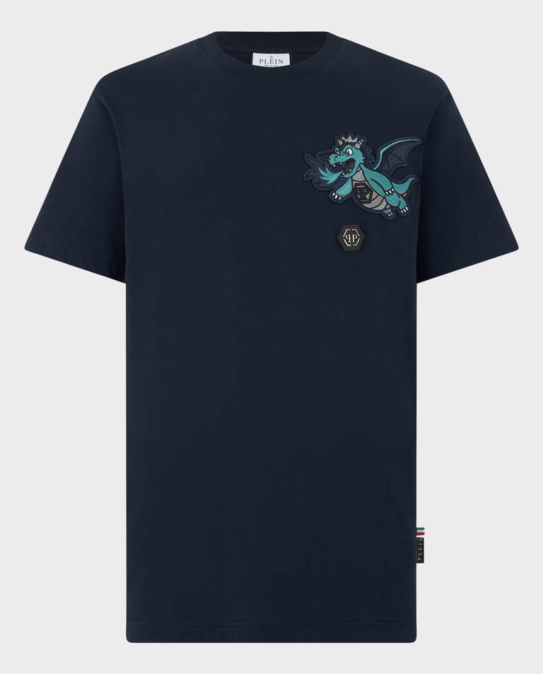 Granatowy t-shirt z naszywką