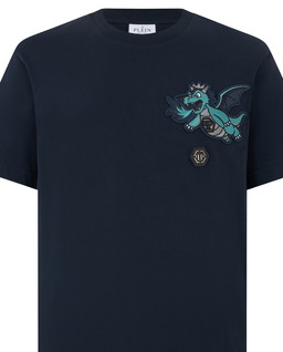 Granatowy t-shirt z naszywką - Image #1
