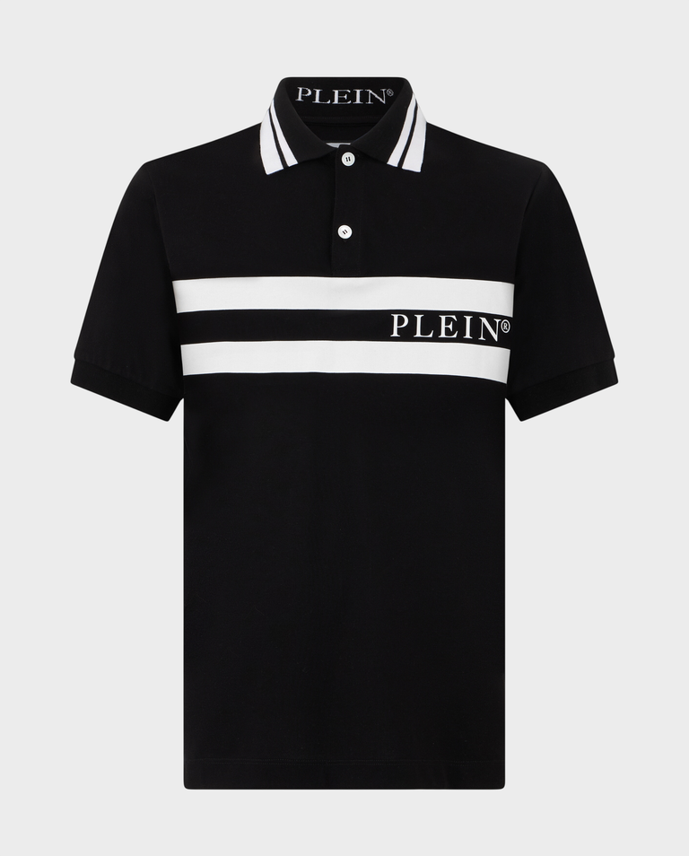 Czarna koszulka polo w paski