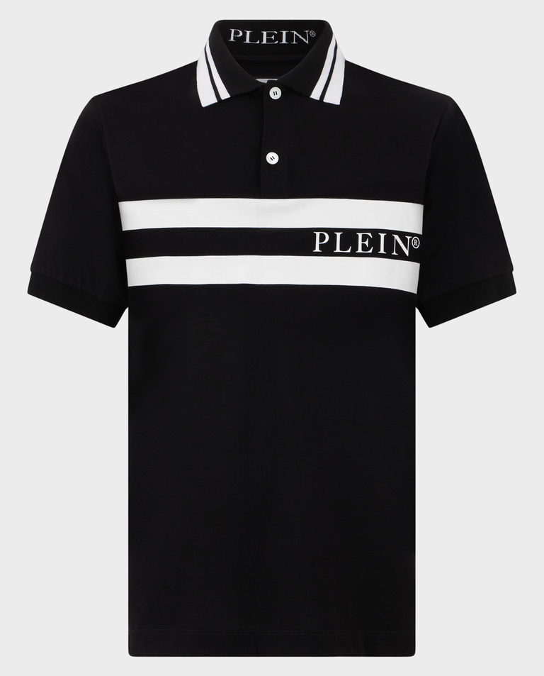 Czarna koszulka polo w paski