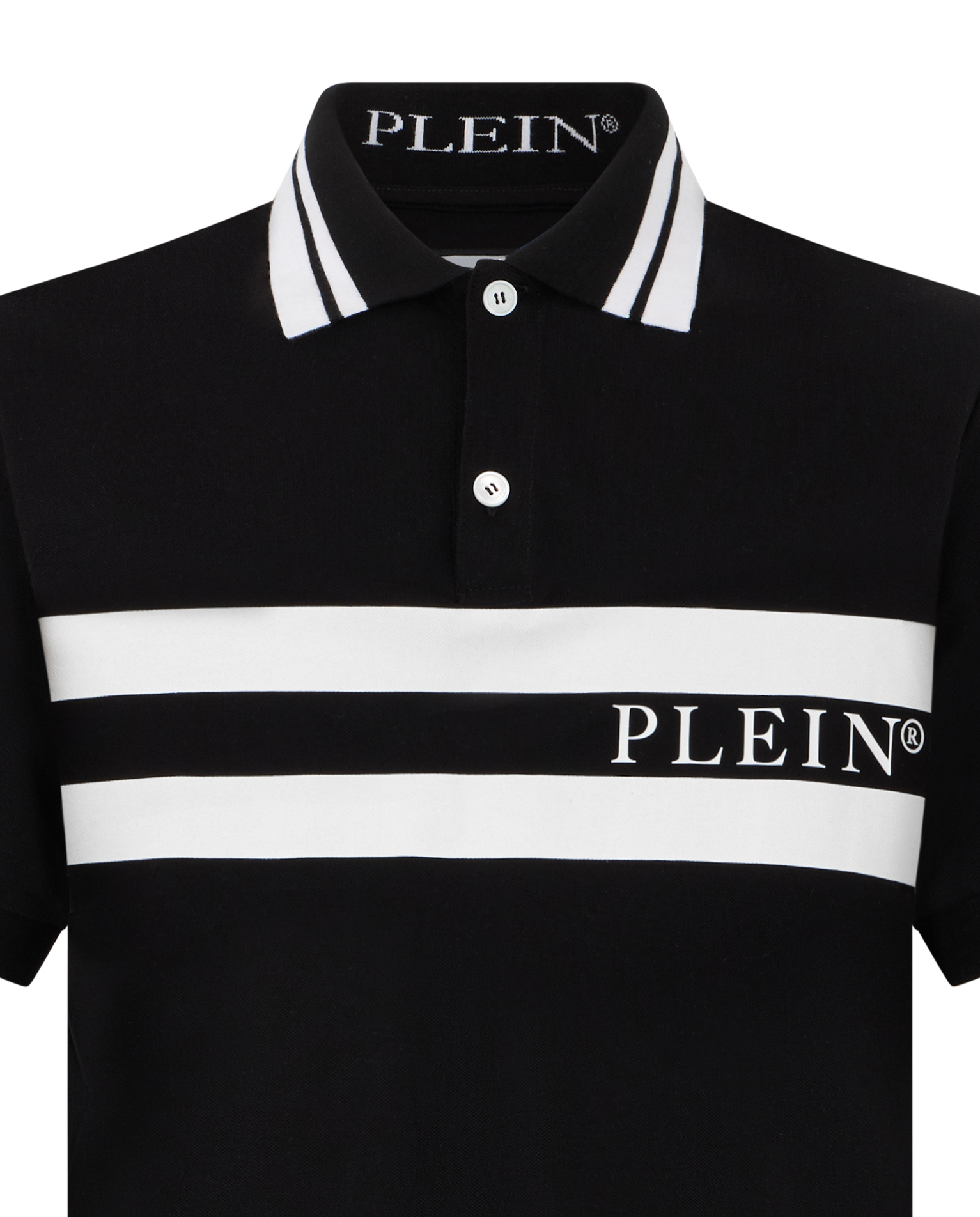 Czarna koszulka polo w paski - Image #1