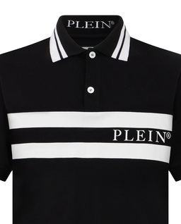 Czarna koszulka polo w paski - Image #1
