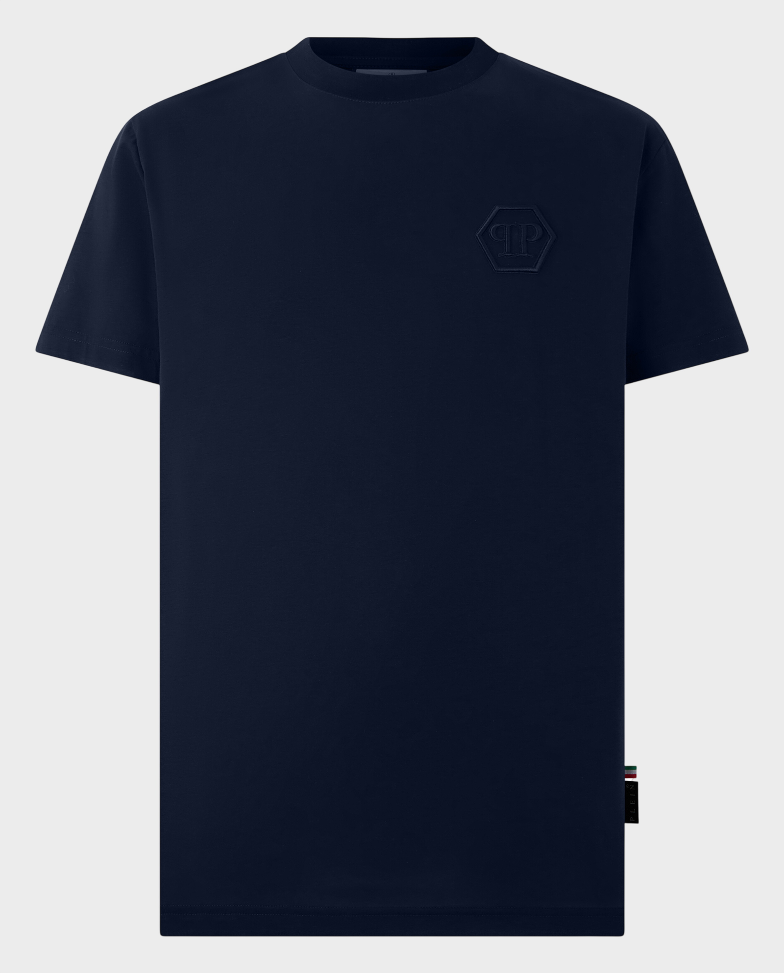 Granatowy T-shirt z haftowanym logo Hexagon - Image #0