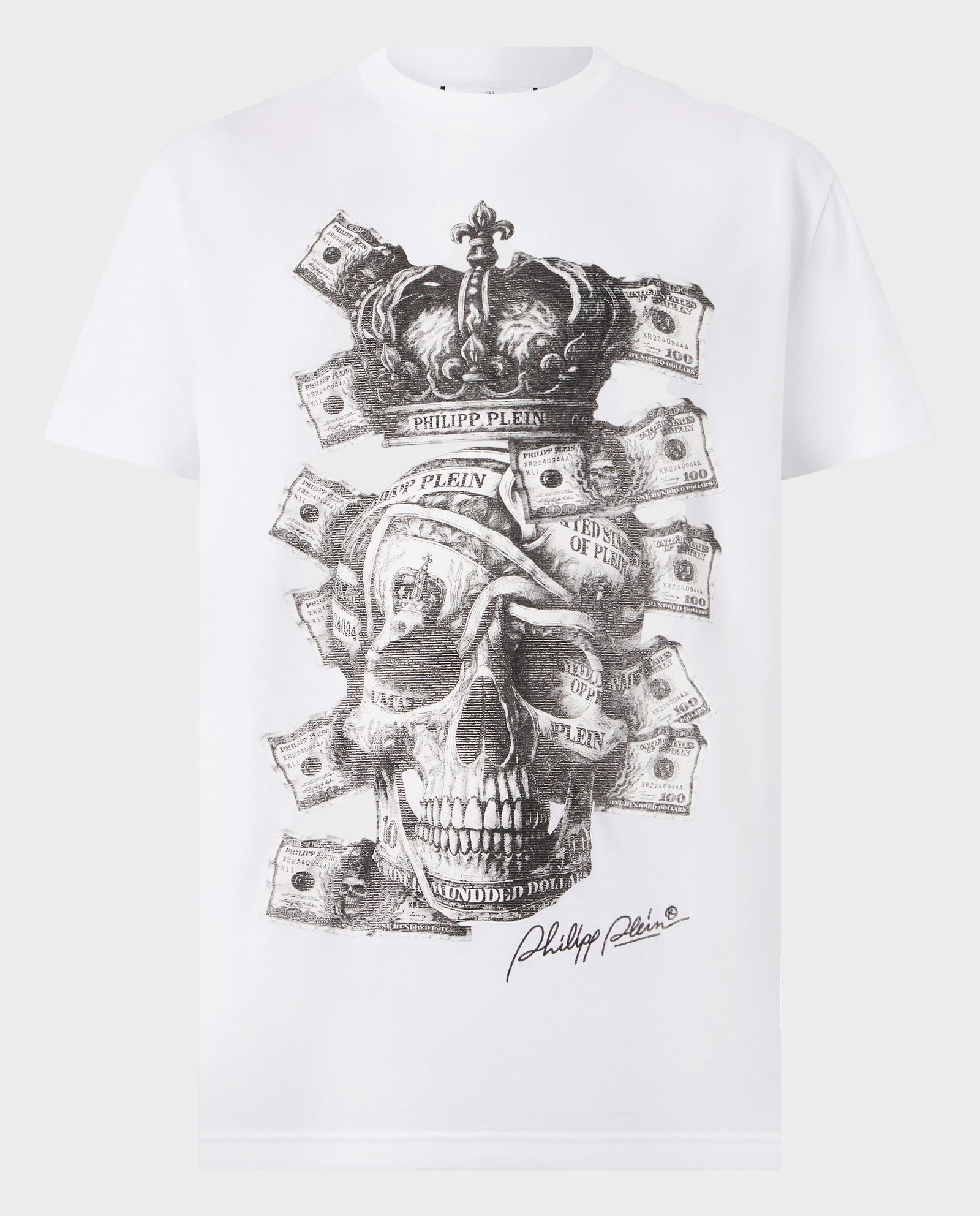 Biały t-shirt „Skull Dollars” - Image #0