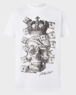 Biały t-shirt „Skull Dollars” - Image #0
