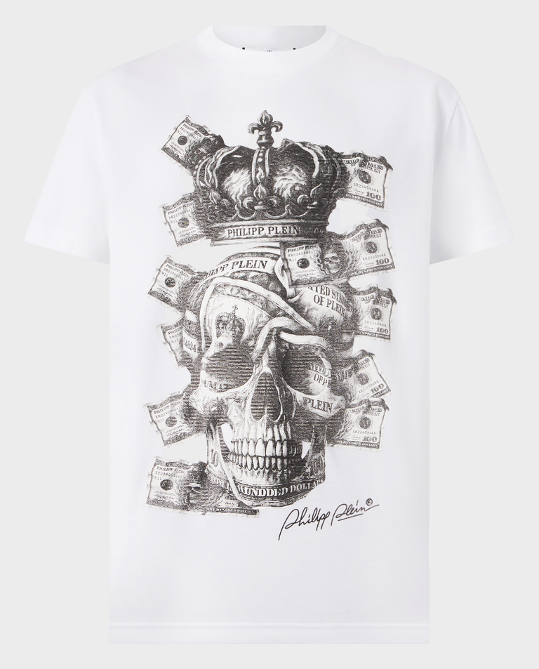 Biały t-shirt „Skull Dollars”