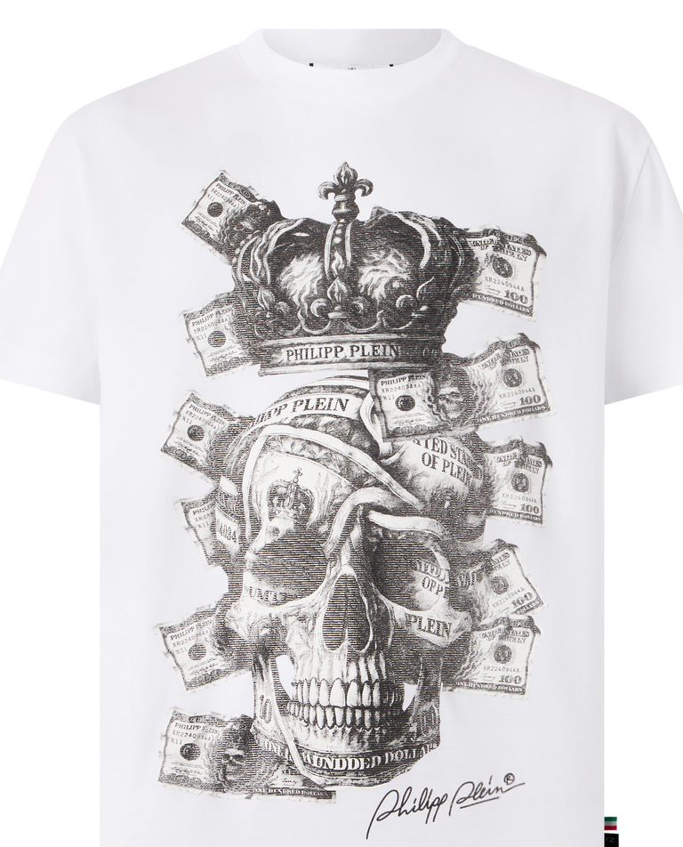 Biały t-shirt „Skull Dollars”