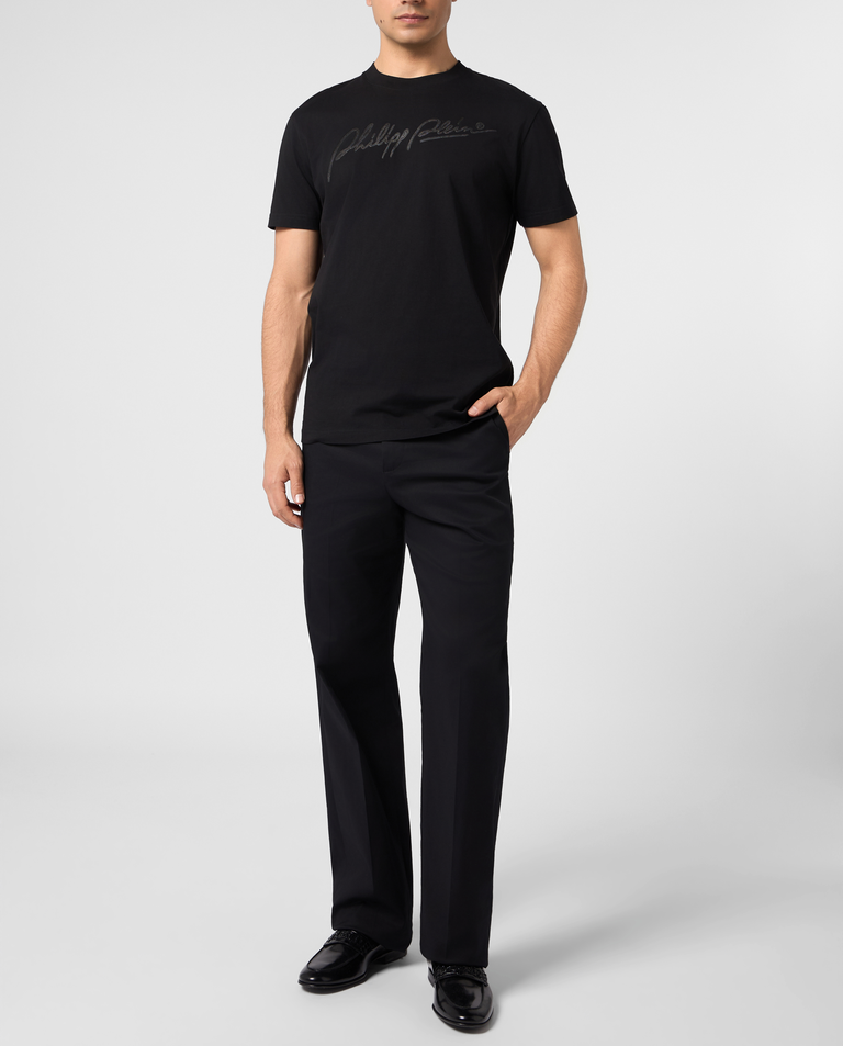 Czarny bawełniany T-shirt Plein Signature - Image #2