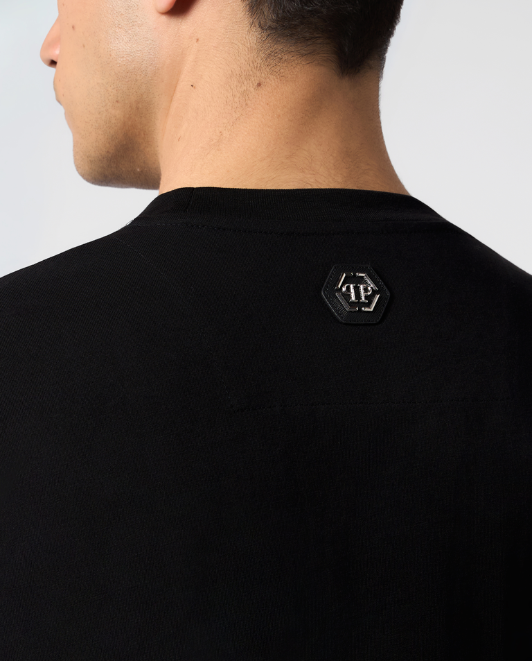 Czarny bawełniany T-shirt Plein Signature - Image #4